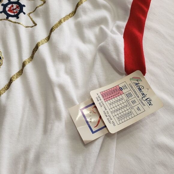 NWT K.K. Made in USA Vintage Nautical Anchor White and Red Top Sz 22W - Picture 16 of 16